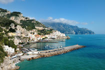 Amalfi, Italy - panoramic view of the city and blue sea by Tania Lerro