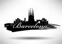 Barcelona Brushstroke Skyline Design by Kursat Unsal