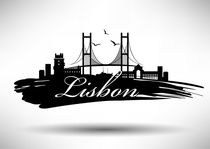 Lisbon Brushstroke Skyline by Kursat Unsal