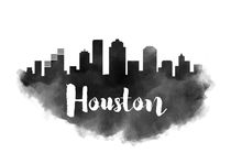 Houston Watercolor City Skyline by Kursat Unsal