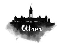 Ottawa Watercolor City Skyline by Kursat Unsal
