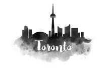 Toronto Watercolor City Skyline by Kursat Unsal