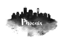 Phoenix Watercolor City Skyline by Kursat Unsal