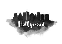 Hollywood Watercolor City Skyline by Kursat Unsal