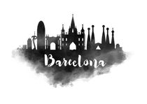 Barcelona Watercolor City Skyline by Kursat Unsal