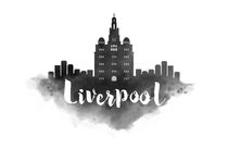 Liverpool Watercolor City Skyline by Kursat Unsal