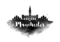 Manchester Watercolor City Skyline by Kursat Unsal