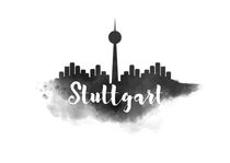 Stuttgart Watercolor City Skyline by Kursat Unsal