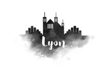Lyon Watercolor City Skyline von Kursat Unsal
