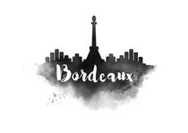 Bordeaux Watercolor City Skyline by Kursat Unsal