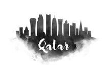 Qatar Watercolor City Skyline von Kursat Unsal