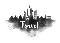 Travel Landmarks Watercolor Skyline von Kursat Unsal