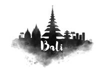 Bali Watercolor City Skyline by Kursat Unsal