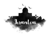 Jersusalem Watercolor City Skyline by Kursat Unsal
