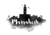 Marrakesch Watercolor City Skyline by Kursat Unsal
