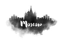 Moscow Watercolor City Skyline by Kursat Unsal