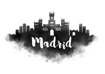 Madrid Watercolor City Skyline by Kursat Unsal