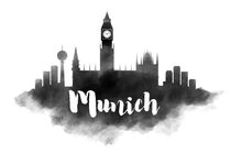Munich Watercolor City Skyline von Kursat Unsal