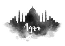 Agra Watercolor City Skyline von Kursat Unsal