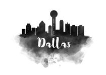Dallas Watercolor City Skyline by Kursat Unsal