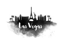 Las Vegas Watercolor City Skyline von Kursat Unsal