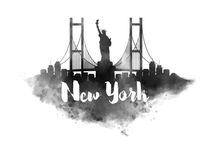 New York Watercolor City Skyline von Kursat Unsal