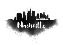 Nashville Watercolor City Skyline by Kursat Unsal