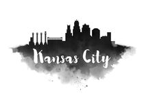 Kansas City Watercolor City Skyline by Kursat Unsal