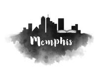 Memphis Watercolor City Skyline by Kursat Unsal