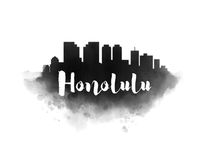 Honolulu Watercolor City Skyline von Kursat Unsal