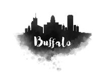 Buffalo Watercolor City Skyline by Kursat Unsal
