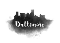 Baltimore Watercolor City Skyline von Kursat Unsal