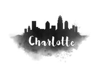 Charlotte Watercolor City Skyline by Kursat Unsal
