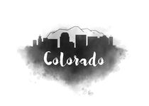 Colorado Watercolor City Skyline by Kursat Unsal