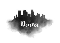 Denver Watercolor City Skyline by Kursat Unsal