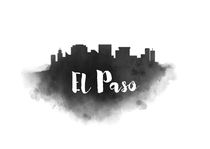 El Paso Watercolor City Skyline by Kursat Unsal