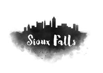Sioux Falls Watercolor City Skyline von Kursat Unsal