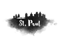 St. Paul Watercolor City Skyline by Kursat Unsal