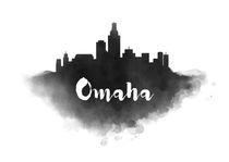Omaha Watercolor City Skyline by Kursat Unsal