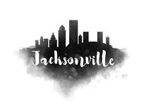 Jacksonvile Watercolor City Skyline by Kursat Unsal