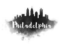 Philadelphia Watercolor City Skyline by Kursat Unsal