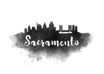 Sacramento Watercolor City Skyline by Kursat Unsal