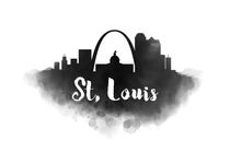 St. Louis Watercolor City Skyline by Kursat Unsal