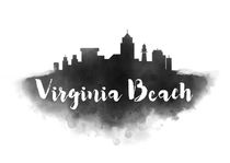 Virginia Beach Watercolor City Skyline by Kursat Unsal