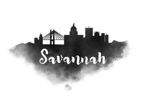 Savannah Watercolor City Skyline by Kursat Unsal