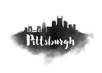 Watercolor Pittsburgh City Skyline by Kursat Unsal