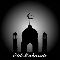 Eid Mubarak- A silhouette of a mosque on eve of Eid by Shawlin I