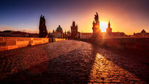 Charles Bridge with statues at sunrise in Prague  by Zoltan Duray