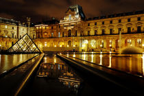  Louvre Museum and Pyramid at night, Paris, France by Tania Lerro