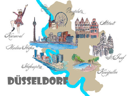 Dusseldorf-favorite-map-with-touristic-highlights